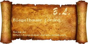 Biegelbauer Lóránt névjegykártya